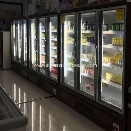 Glass door upright commercial freezer